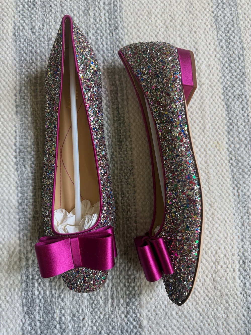 Kate Spade Audrina Glitter Bow Flat NEW NWT